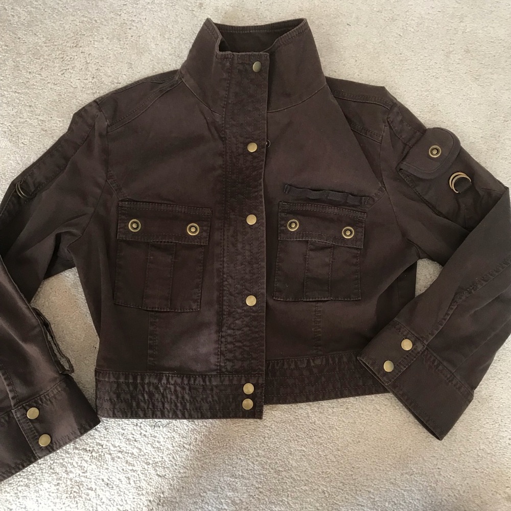 NEW VS VIA LONDON JEAN COTTON CROP JACKET BROWN